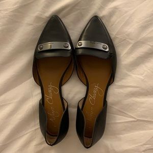Leather black dress flats size 6.5